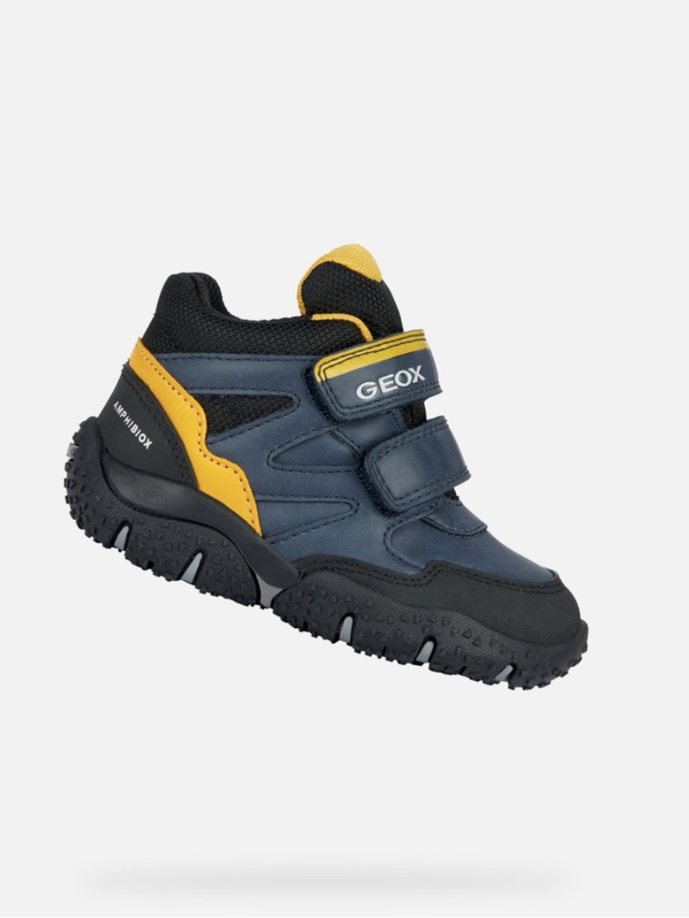 Geox Kids Black and Yellow Velcro Trail Sneakers Baltic Abx 
waterproof boots